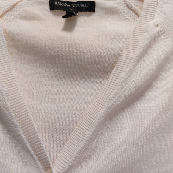 BANANA REPUBLIC Women's Button-Down Cardigan w/Sleeve Details - Ivory - Medium - Picture 7 of 12